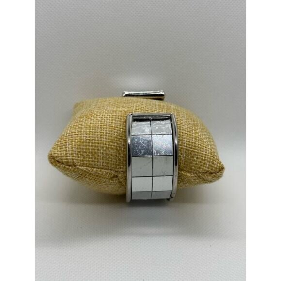 Silver-Tone Mosaic Pattern Cuff Bracelet Jewelry - Picture 6 of 6